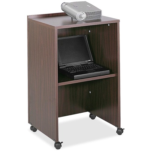 Safco Lectern Media Cart - 50 lb Load Capacity - 33.8" Height x 21.3" Width x 17.5" Depth - Laminate - Wood - Mahogany