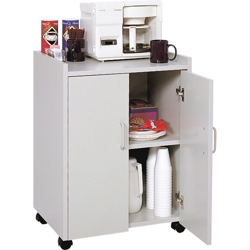 Safco Mobile Refreshment Utility Cart - 90.72 kg Capacity - 4 Casters - 2" (50.80 mm) Caster Size - Wood - x 18" Width x 23" Depth x 31" Height - Gray - 1 Each = SAF8953GR