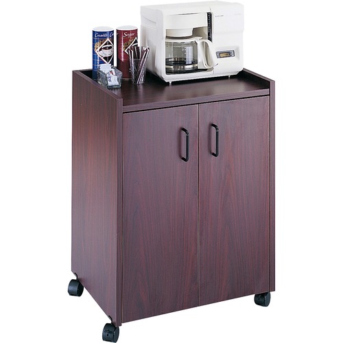 Safco Mobile Refreshment Utility Cart - 90.72 kg Capacity - 4 Casters - 2" (50.80 mm) Caster Size - Wood - x 23" Width x 18" Depth x 31" Height - Mahogany - 1 Each