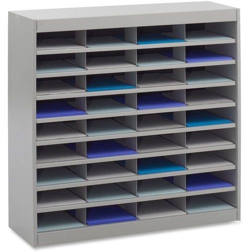 Safco E-Z Stor Steel Literature Organizers - 750 x Sheet - 36 Compartment(s) - Compartment Size 3" (76.20 mm) x 9" (228.60 mm) x 12.25" (311.15 mm) - 36.5" Height x 37.5" Width x 12.8" Depth - 50% - Gray - Steel, Fiberboard - 1 Each - Literature Organizers/Sorters - SAF9221GRR