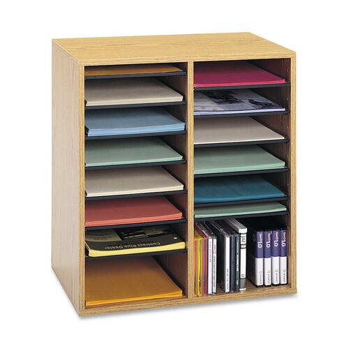 AdirOffice Wood 11 Compartment Vertical Paper Desktop Sorter Organizer - Black