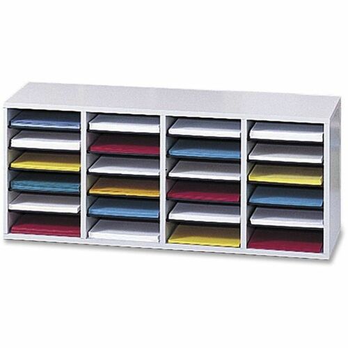 Safco Adjustable Shelves Literature Organizers - 24 Compartment(s) - Compartment Size 2.50" x 9" x 11.50" - 16.4" Height x 39.4" Width x 11.8" Depth - Gray - Wood - 1 Each