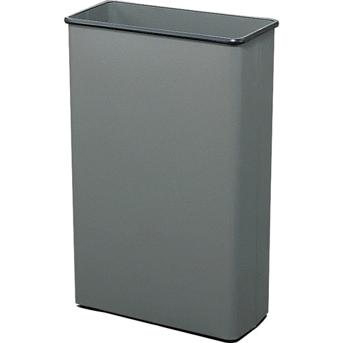 Safco Large Capacity Rectangular Wastebasket - 22 gal Capacity - Rectangular - 29.1" Height x 20.8" Width x 11" Depth - Steel - Charcoal - 1 Each