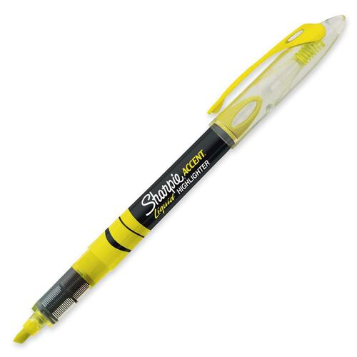 Sanford Accent Pen-Style Liquid Highlighter - Micro Marker Point - Chisel Marker Point Style - Fluorescent Yellow Water Based Ink - Liquid Highlighters - SAN1754463