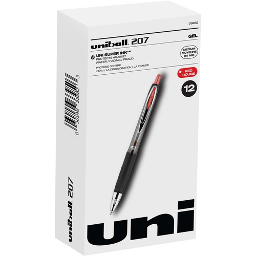 uni-ball 207 Retractable Gel - Medium Pen Point - 0.7 mm Pen Point Size - Refillable - Retractable - Red Gel-based Ink - 12 / Dozen