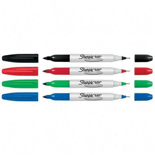 Sharpie CD/DVD Permanent Markers - Fine Marker Point - Pink, Black, Red, Green, Blue - 4 / Set