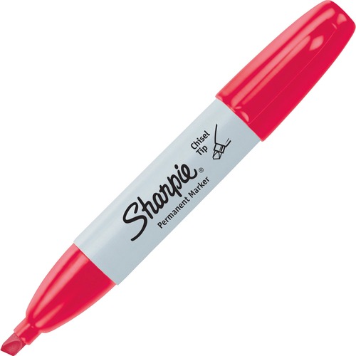 Sharpie Large Barrel Permanent Markers - Wide Marker Point - Chisel Marker Point Style - Red Alcohol Based Ink - 12 / Dozen