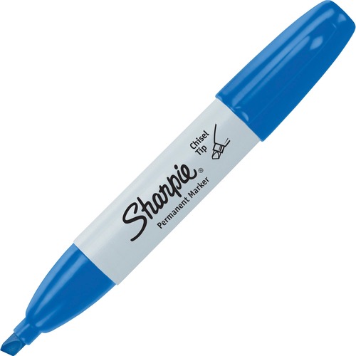 Sharpie Large Barrel Permanent Markers - Wide Chisel Marker Point - Blue Ink - Alcohol Based - 1 Dozen