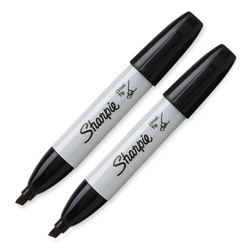 Sharpie Chisel Tip Markers - Wide Marker Point - Chisel Marker Point Style - Black Alcohol Based Ink - 2 / CD
