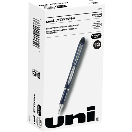 uni-ball Jetstream Ballpoint Pen - Fine Pen Point - 0.7 mm Pen Point Size - Black Pigment-based Ink - Blue Stainless Steel Barrel
