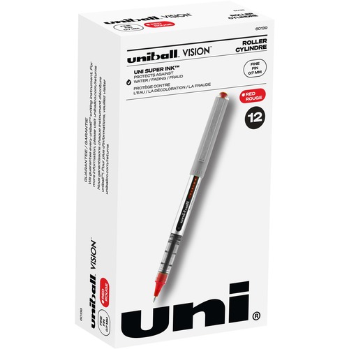 uniball™ Vision Rollerball Pens - Fine Pen Point - 0.7 mm Pen Point Size - Red - 1 Dozen