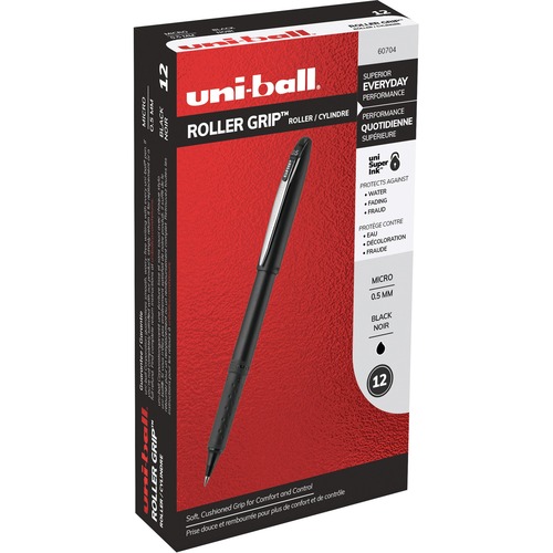 uniball™ Roller Grip Rollerball Pen - Micro Pen Point - 0.5 mm Pen Point Size - Black - 1 Dozen