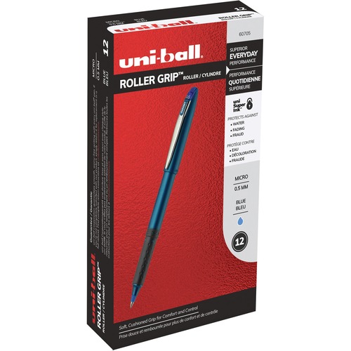 uniball™ Roller Grip Rollerball Pen - Micro Pen Point - 0.5 mm Pen Point Size - Blue - 1 Dozen