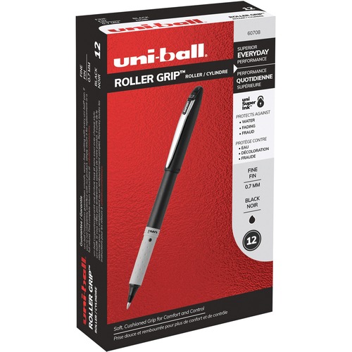 uniball™ Roller Grip Rollerball Pen - Fine Pen Point - 0.7 mm Pen Point Size - Black - 1 Dozen