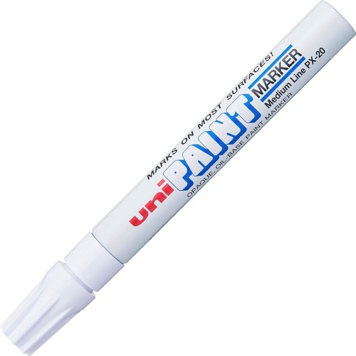 uni® uni-Paint PX-20 Oil-Based Paint Marker - Medium Marker Point - White Oil Based Ink - White Barrel - 1 Each