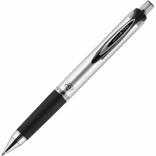 uni-ball 207 Gel Impact Retractable - Bold Pen Point - 1 mm Pen Point Size - Refillable - Retractable - Black Gel-based Ink - Gray, Silver Barrel - 1 Each