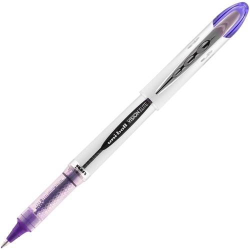uni-ball Vision Elite Rollerball Pen - Bold Pen Point - 0.8 mm Pen Point Size - Refillable - Violet Gel-based Ink - Light Gray Barrel - 1 Each