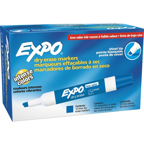 Expo Large Barrel Dry-Erase Markers - Bold Marker Point - Chisel Marker Point Style - Blue - 12 / Dozen