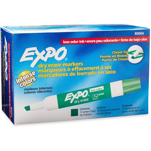 Expo Large Barrel Dry-Erase Markers - Bold Marker Point - Chisel Marker Point Style - Green - 12 / Dozen