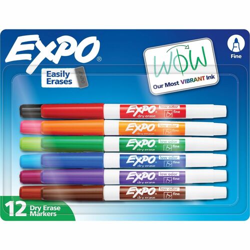 Expo Low-Odor Dry-erase Markers - Fine Marker Point - Chisel Marker Point Style - Assorted - 1 Set