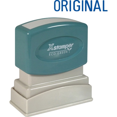 Xstamper ORIGINAL Title Stamp - Message Stamp - "ORIGINAL" - 0.50" Impression Width x 1.63" Impression Length - 100000 Impression(s) - Blue - Recycled - 1 Each