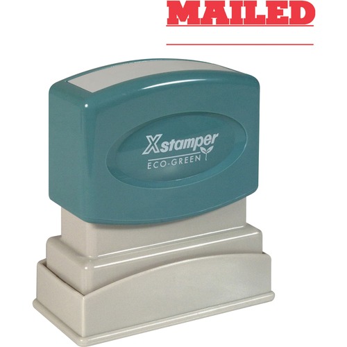 Xstamper MAILED Title Stamp - Message Stamp - "MAILED" - 0.50" Impression Width x 1.63" Impression Length - 100000 Impression(s) - Red - Recycled - 1 Each