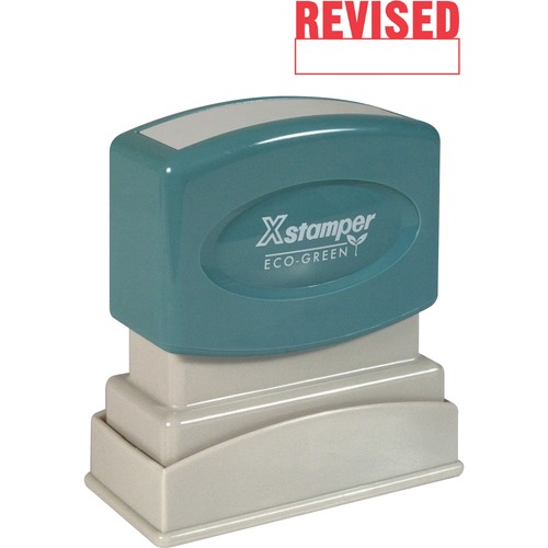 Xstamper REVISED Title Stamp - Message Stamp - "REVISED" - 0.50" Impression Width x 1.63" Impression Length - 100000 Impression(s) - Red - Recycled - 1 Each
