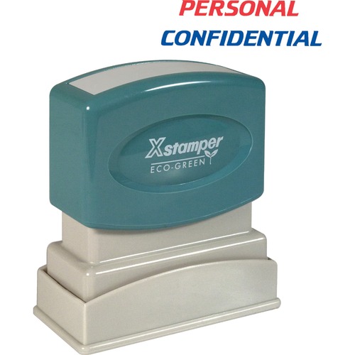 Xstamper PERSONAL CONFIDENTIAL Stamp - Message Stamp - "PERSONAL/CONFIDENTIAL" - 0.50" Impression Width - 100000 Impression(s) - Red, Blue - Polymer Polymer - Recycled - 1 Each