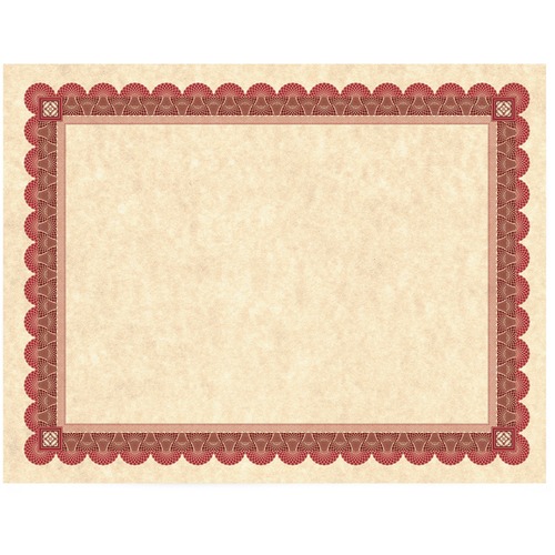 Southworth CT5R Parchment Certificates - 24 lb Basis Weight - 8.5" x 11" - Inkjet, Laser Compatible - Copper with Red, Brown Border - Parchment Paper - 25 / Pack