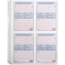 Sparco 4CPP Carbonless Telephone Message Book - 200 Sheet(s) - Spiral Bound - 2 PartCarbonless Copy - 5.50" x 3.88" Form Size - 8 1/16" (20.5 cm) x 11" (27.9 cm) Sheet Size - White - Assorted Sheet(s) - Blue Print Color - 1 Each