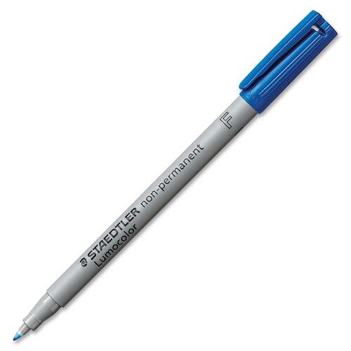 Staedtler Lumocolor Fine Point Waterbased Marker - Fine Marker Point - Blue Water Based Ink - Black Polypropylene Barrel - 1 Each