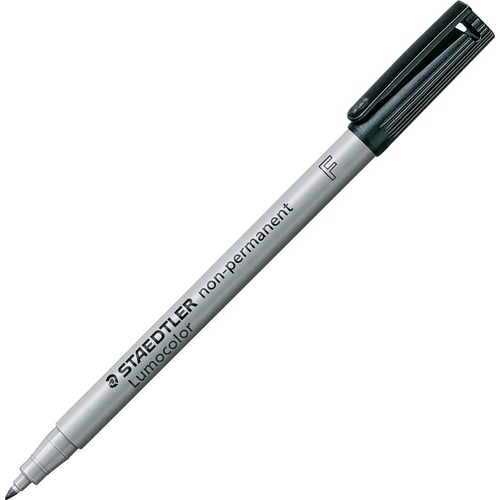 Staedtler Lumocolour Fine Point Marker Pens - Fine Marker Point - Black Water Based Ink - Black Polypropylene Barrel - Overhead Transparency Markers - STD3169