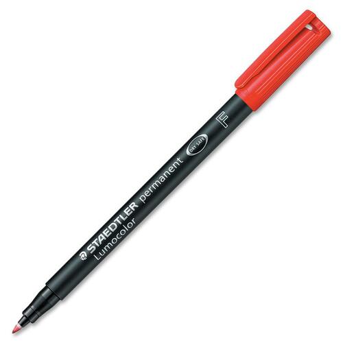 Staedtler Lumocolor Permanent Pen 318 - Fine Marker Point - 0.6 mm Marker Point Size - Red - Black Polypropylene Barrel - 1 Each - Overhead Transparency Markers - STD3182