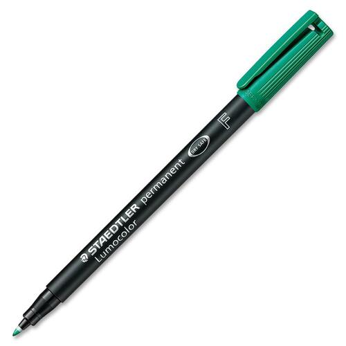 Lumocolor Permanent Pen 318 - Fine Marker Point - 0.6 mm Marker Point Size - Green - Black Polypropylene Barrel - 1 Each - Specialty Markers - STD3185