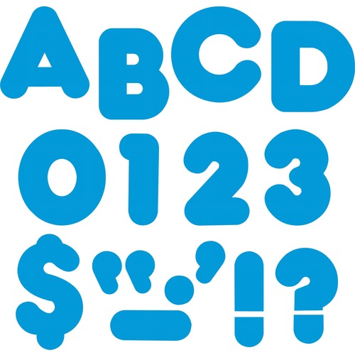 Trend Reusable 2" Ready Alphabet Letters Set - 100 x Capital Letter, 20 x Number, 20 x Punctuation Marks Shape - Casual Style - Precut, Reusable - 2" Height x 9" Length - Blue - Paper - 1 / Pack