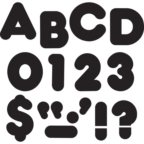 Trend 3" Casual Uppercase Ready Letters - 83 x Capital Letter, 28 x Punctuation Marks Shape - Casual Style - Reusable, Precut - 3" Height x 9" Length - Black - Paper - 1 / Pack