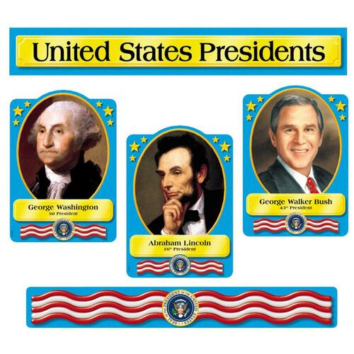 Trend U.S. Presidents Bulletin Board Set - 72" Board Height x 103.50" Board Width - 1 Each