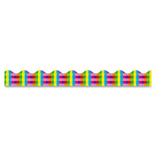 Trend Rainbow Plaid Terrific Trimmers - Pin-up - Reusable, Precut - 2.25" (57.2 mm) Width x 468" (11887.2 mm) Length - Multicolor - Paper - 1 Pack