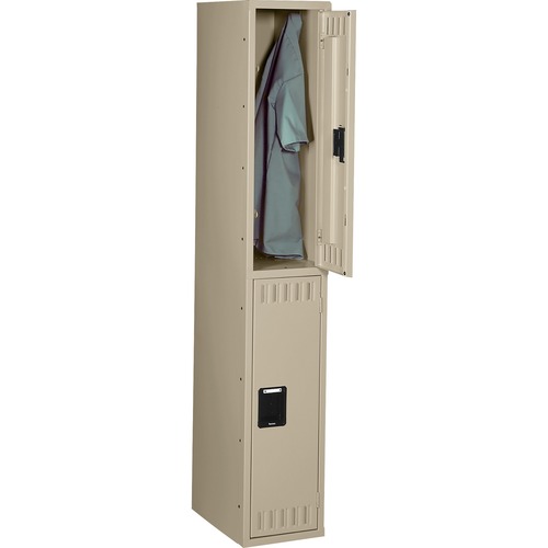 Tennsco Double-Tier Steel Lockers - Internal Size 36" Height x 12" Width x 18" Depth - Overall Size 72" Height x 12" Width x 18" Depth - Sand - Steel, Metal