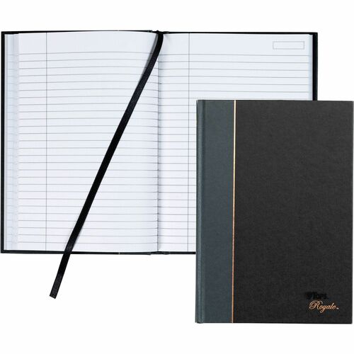 TOPS Royal Executive Business Notebooks - 96 Sheets - Spiral - 20 lb Basis Weight - 5 7/8" x 8 1/4" - White Paper - Gray Binding - Black, Gray Cover - Hard Cover, Ribbon Marker, Heavyweight, Index Sheet - 1 Each