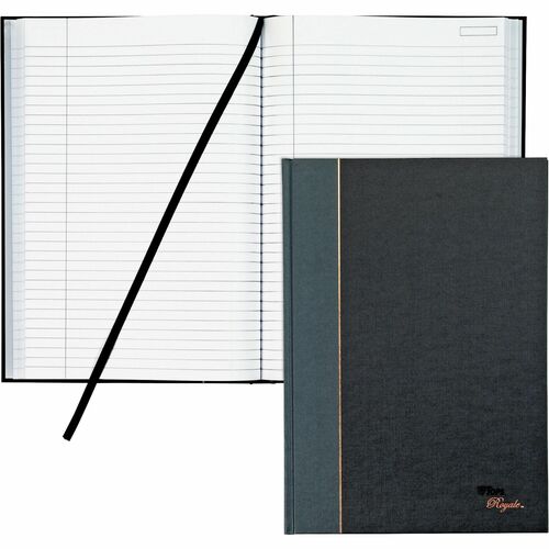 TOPS Royal Executive Business Notebooks - 96 Sheets - Spiral - 20 lb Basis Weight - 8 1/4" x 11 3/4" - White Paper - Gray Binding - Black, Gray Cover - Hard Cover, Ribbon Marker, Heavyweight, Index Sheet - 1 Each