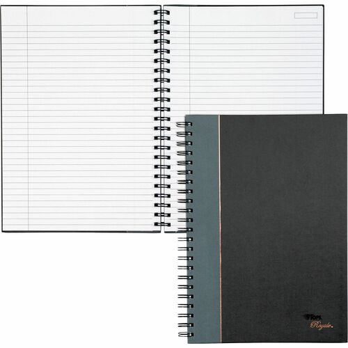 TOPS Sophisticated Business Executive Notebooks - 96 Sheets - Wire Bound - 20 lb Basis Weight - 8 1/4" x 11 3/4" - White Paper - Gray Binding - Black Cover - Hard Cover, Numbered, Ribbon Marker, Heavyweight - 1 Each