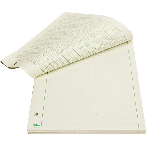 TOPS Engineering Computation Pad - 200 Sheets - Stapled/Glued - Both Side Ruling Surface - Ruled Margin - 15 lb Basis Weight - Letter - 8 1/2" x 11" - Green Paper - 1 / Pad