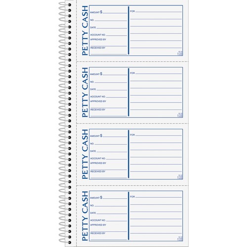 TOPS Duplicate Petty Cash Book - Wire Bound - 2 PartCarbonless Copy - 2.75" x 5" Form Size - 5.50" x 11" Sheet Size - White, Yellow - Blue, Red Print Color - 1 Each