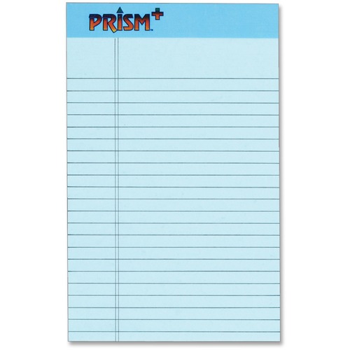 TOPS Prism Plus Colored Paper Pad - Jr.Legal - 50 Sheets - 0.28" Ruled - 16 lb Basis Weight - Jr.Legal - 5" x 8" Sheet Size - Blue Paper - Hard Cover, Perforated, Rigid, Easy Tear - 12 / Pack
