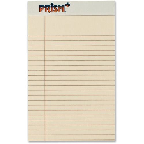TOPS Prism Plus Legal Pads - Jr.Legal - 50 Sheets - 0.28" Ruled - 16 lb Basis Weight - Jr.Legal - 5" x 8" Sheet Size - Ivory Paper - Hard Cover, Perforated, Rigid, Easy Tear - 12 / Pack
