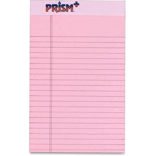 TOPS Prism Plus Legal Pads - Jr.Legal - 50 Sheets - 0.28" Ruled - 16 lb Basis Weight - Jr.Legal - 5" x 8" - Pink Paper - Hard Cover, Perforated, Rigid, Easy Tear - 12 / Pack