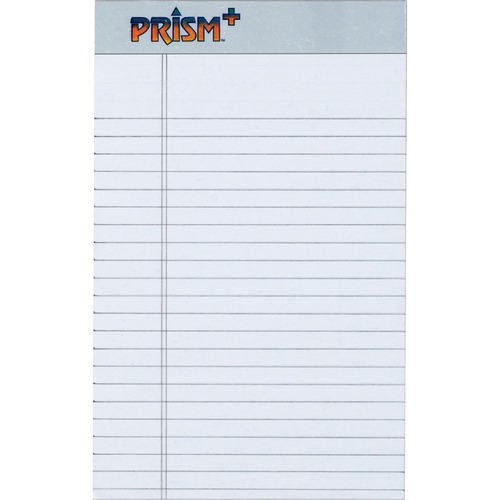 TOPS Prism Plus Legal Pads - Jr.Legal - 50 Sheets - 0.28" Ruled - 16 lb Basis Weight - Jr.Legal - 5" x 8" - Gray Paper - Perforated, Hard Cover, Rigid, Easy Tear - 12 / Pack