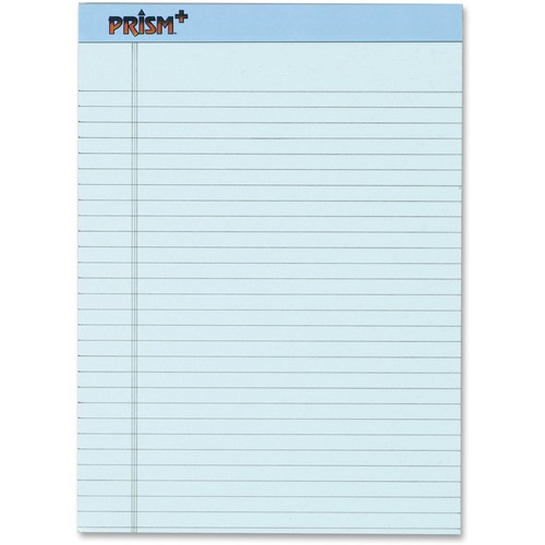 TOPS Prism Plus Colored Paper Pads - 50 Sheets - 0.34" Ruled - 16 lb Basis Weight - 8 1/2" x 11 3/4" - Blue Paper - Perforated, Rigid, Easy Tear - 12 / Pack