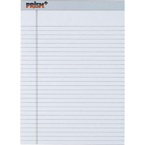 TOPS Prism Plus Colored Paper Pads - 50 Sheets - 0.34" Ruled - 16 lb Basis Weight - 8 1/2" x 11 3/4" - Gray Paper - Perforated, Hard Cover, Rigid, Easy Tear - 12 / Pack